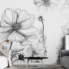 3D обои, современные, ручная роспись, черно-белый скетч, цветы, фотообои, абстрактная художественная Настенная роспись 3D для гостиной