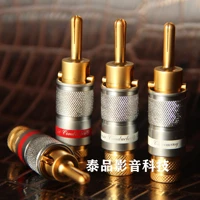 8pcslot luxury copper 24k gold plated banana plug audio connector male adapter speaker banana binding post terminal redwhite
