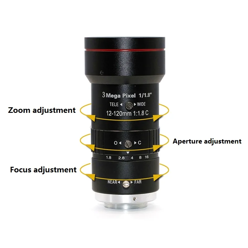 Телеобъектив 12 120 мм с автоматическим зрением промышленный объектив 1/1 8 дюймов HD FA зум низким искажением C Mount