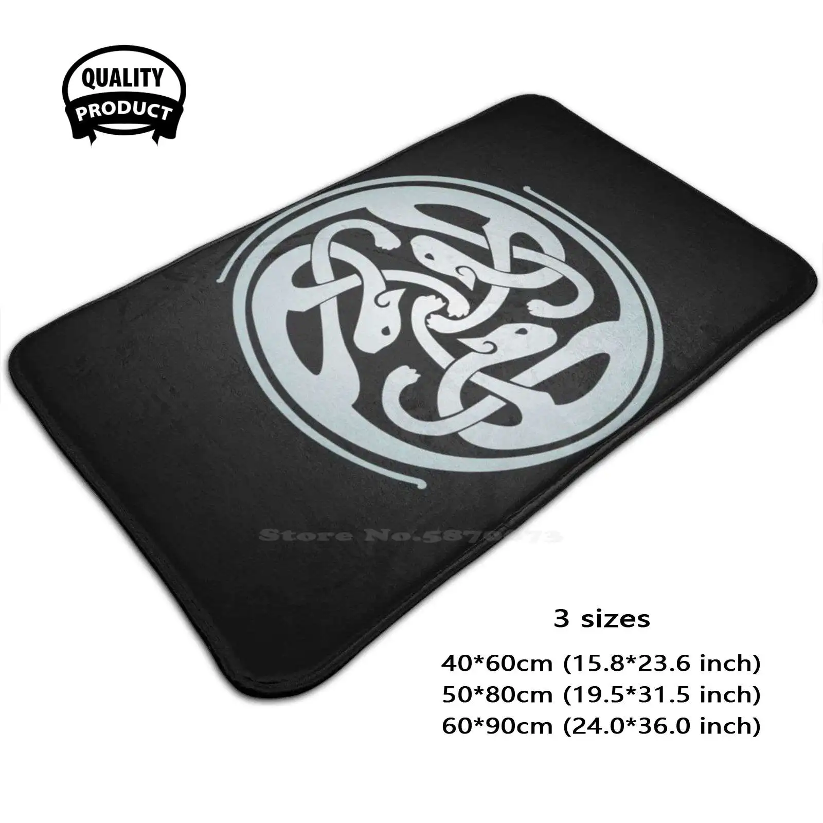 Коврик для двери "Кошачьи узоры" с изображением северных котят, узлов и рун. Вдохновлен мифологией Ирландии и северной Европы.