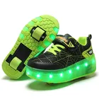 Размеры 28-40 детские светящиеся светодиодные колёса обувь для мальчиков световой роликовых коньках обувь со светодиодными огнями, заряжается от USB, детская обувь на колесиках