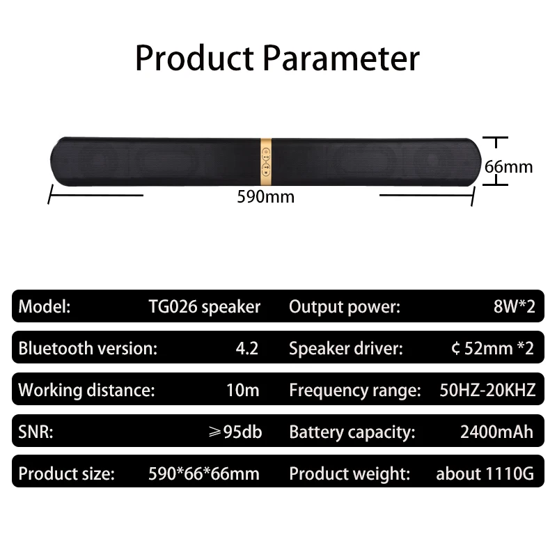 

2020 Computer Speaker Wireless Speaker Home Theater Bass Speaker Hands-free call TG026 Subwoofer Speaker Support AUX USB TF FM
