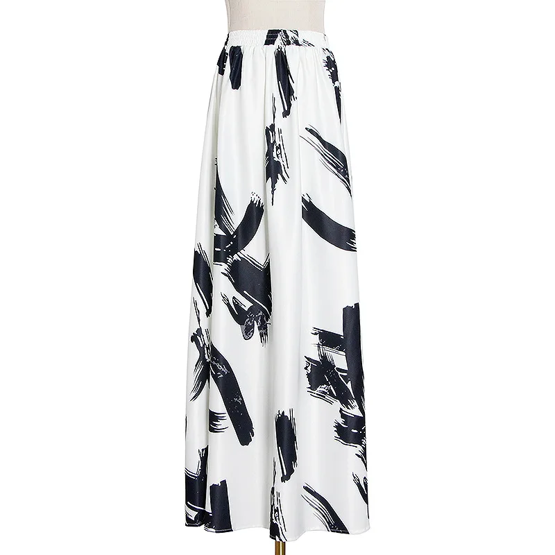 

Cold ink printed skirt women's new high waist pendant hanging Hong Kong flavor slim Joker split skirt