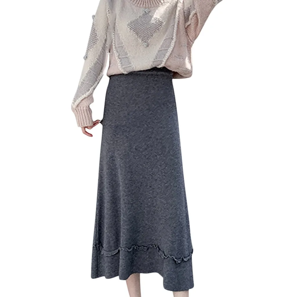 Faldas mujer moda юбки женские элегантные свободные однотонные зимние юбки для отдыха Длинные женские юбки jupe femme saia midi