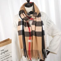 female scarf new autumn and winter british style cashmere bristle plaid scarf shawl thick and comfortable to keep warm