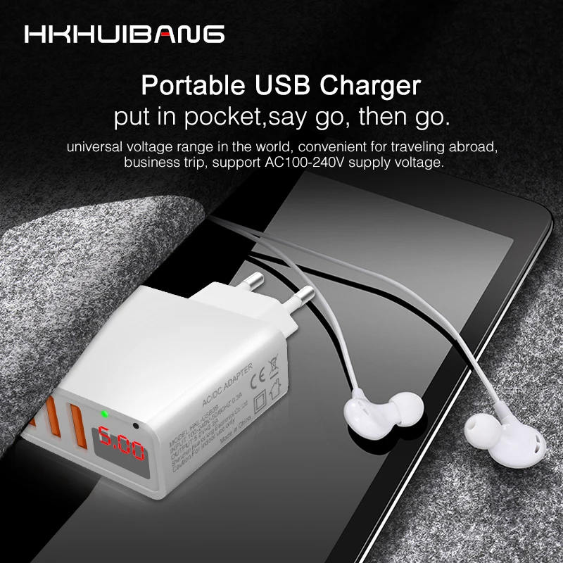 Зарядное устройство HKHUIBANG USB 30 Вт быстрая зарядка для iPhone 11 8 7 светодиодный