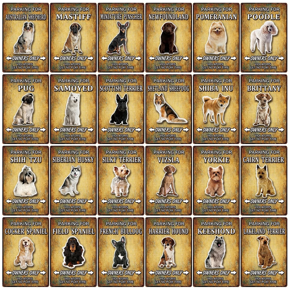 Оловянный плакат [Kelly66] для парковки собак шелковистая Сиба ину металлический