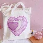 Модная сумка для покупок с принтом Love Y2k аниме, сумки для покупок, холщовые сумки, сумка-тоут, сумки, повседневные сумки на плечо для девушек, складные