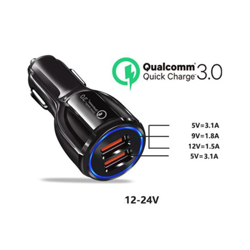 Новинка 2020 автомобильное зарядное устройство 2 USB QC 3 0 быстрая зарядка с портами