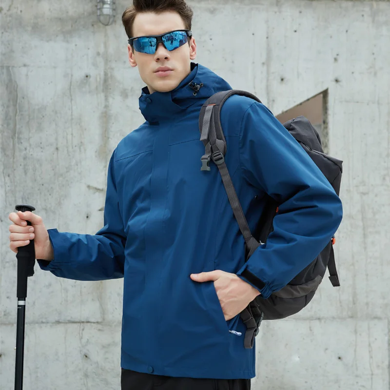 Мужская куртка 3 в 1 для кемпинга и походов осенняя Черная спортивная улицы