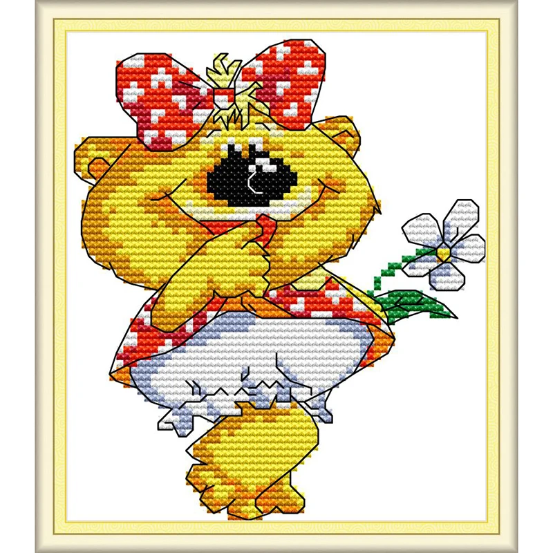 

Everlasting love Little bear sister Chinese cross stitch kits Ecological cotton printed 11CT 14CT DIY gift Christmas decorations