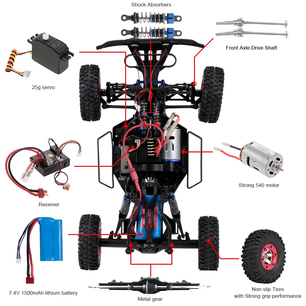 Wltoys 12423 RC автомобиль 1/12 4WD электрической щеткой Краткий курс машина RTR внедорожник