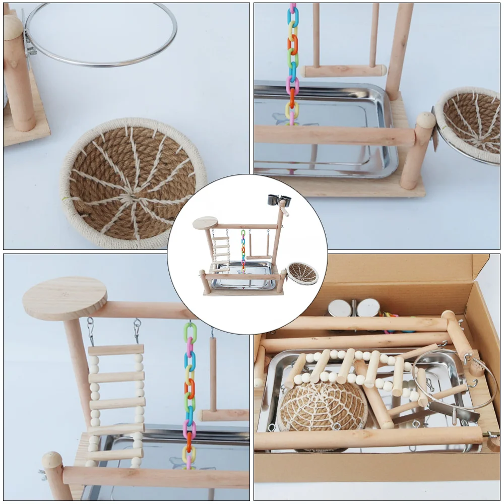 

1Set Wooden Bird Stand Ladder Parrot Swing Pet Bird Exercise Playing