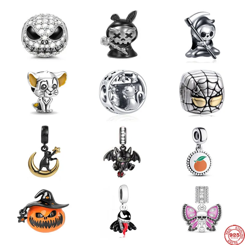 Европейский новый Хэллоуин Джек Череп Кошка Бабочка Бусины Подходят для оригинальных шармов Серебро 925 Браслет DIY Ювелирные принадлежности.