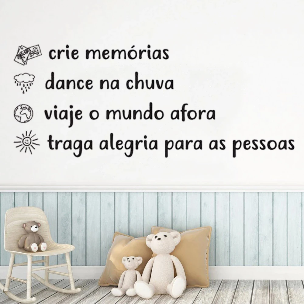 

Crie Memórias Dance Na Chuva Portuguese Quotes Vinyl Wall Stickers Mural For Livingroom Bedroom Decor Poster Decals RU2295