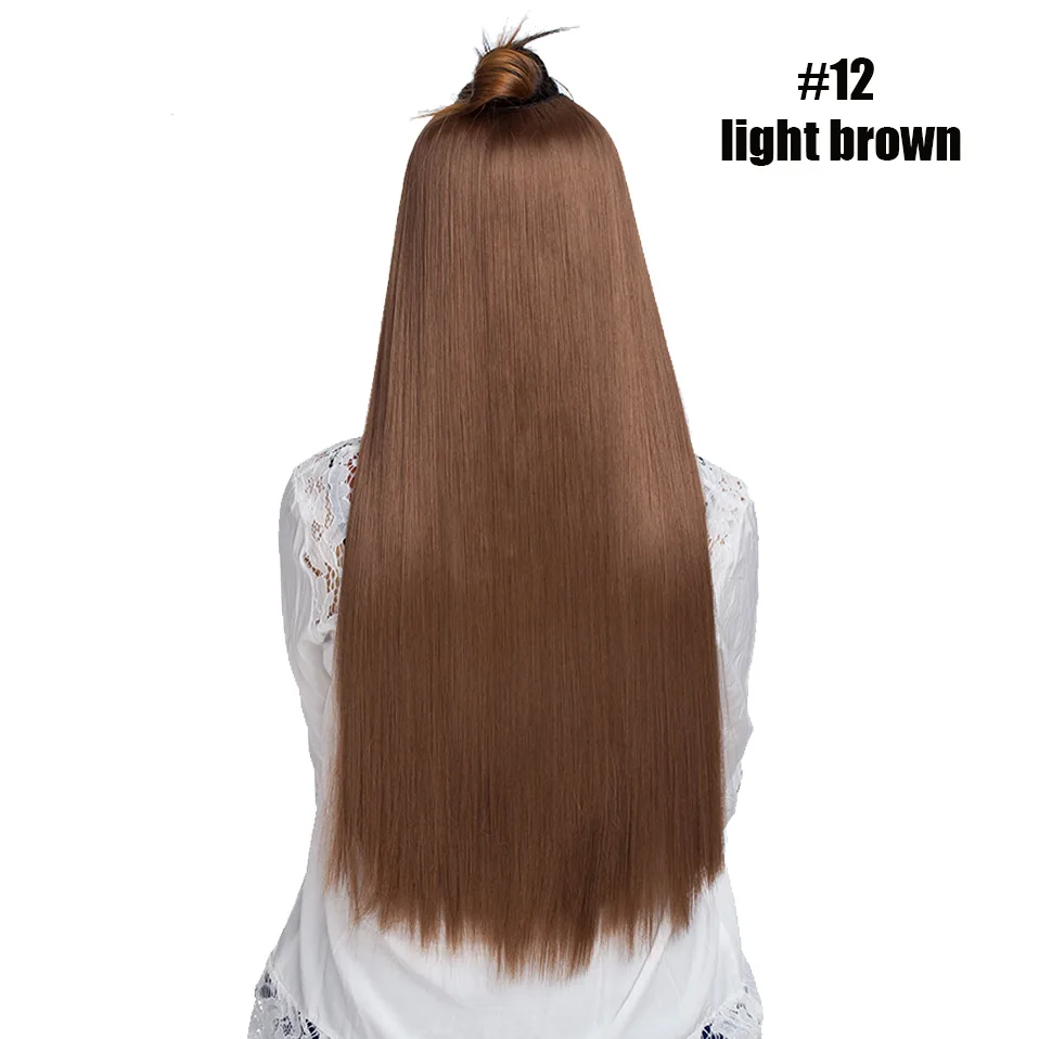 light brown S-noilite, прямые u-части волосы для наращивания на заколках, 4 заколки в одном куске, синтетические волосы для наращивания, искусственные волосы для женщин - Цвет: light brown