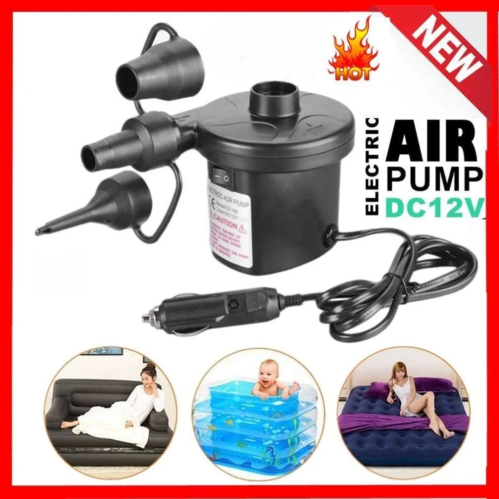 

Автомобильный насос 12 В с 3 насадками, воздушный компрессор для надувных лодок, с газовым наполнением, электрический воздушный насос для кровати, матрасов, игрушек