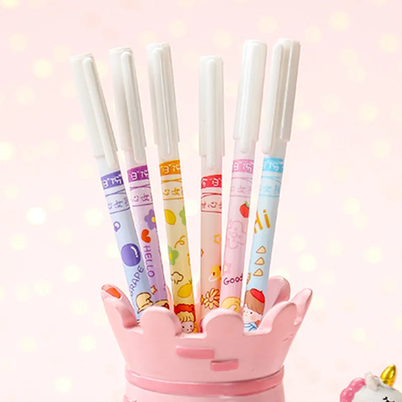 

6 шт./лот Kawaii Snack Girl гелевая ручка Милая 0,5 мм черная чернильная авторучка для школы, офиса, канцелярские принадлежности, рекламный подарок
