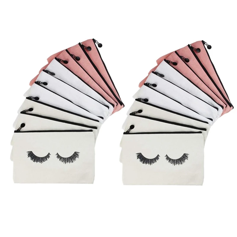 

18 Pieces Eyelash Makeup Bags Eyelash Cosmetic Bags Canvas Cosmetic Pouches Eyelash Travel Pouches Toiletry Bag Cases