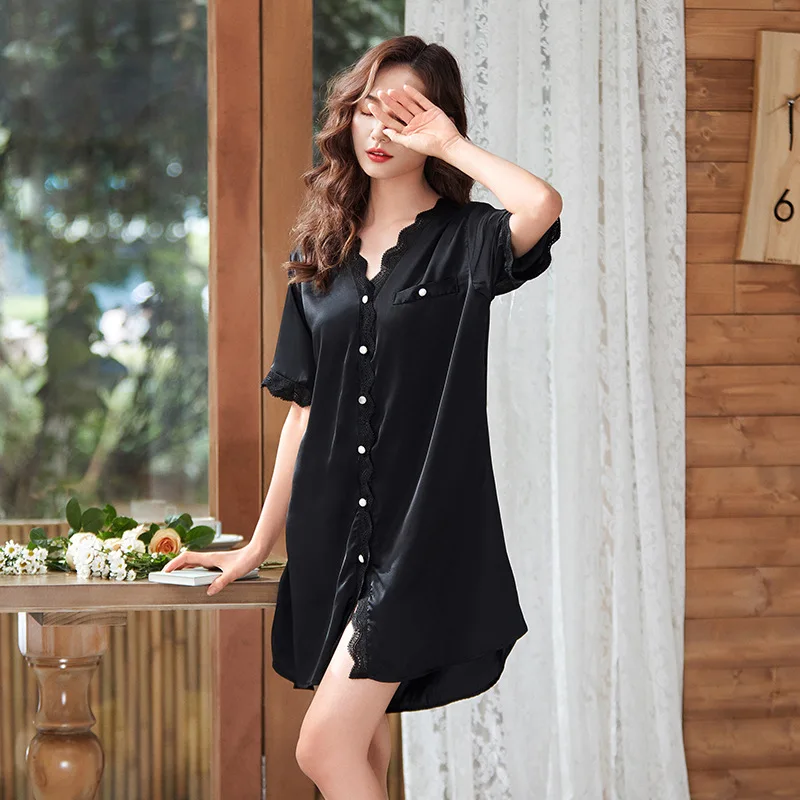 Ночная сорочка с коротким рукавом женская