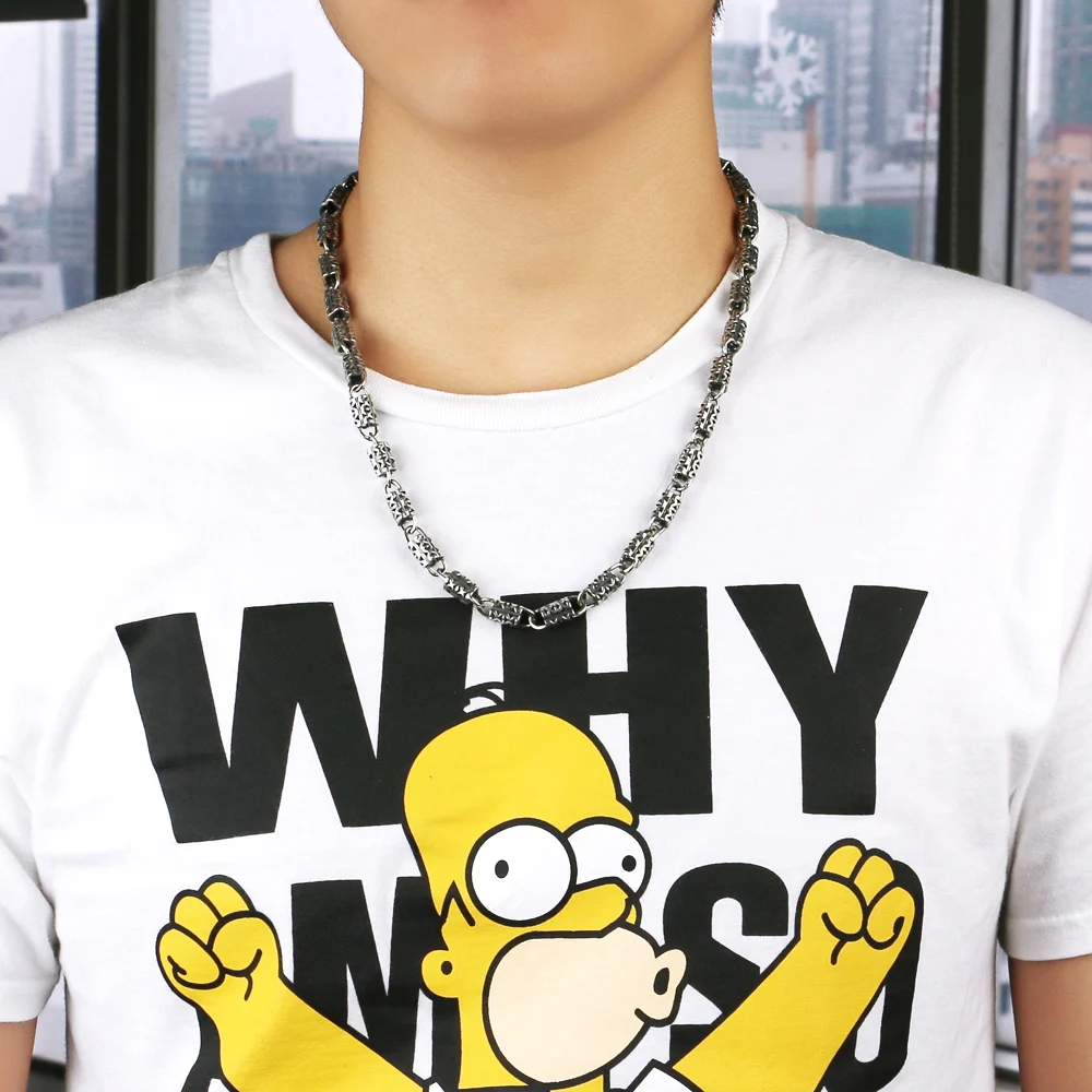 Мужское серебряное ожерелье в ретро-стиле 925 тайское с тотемным узором мужское