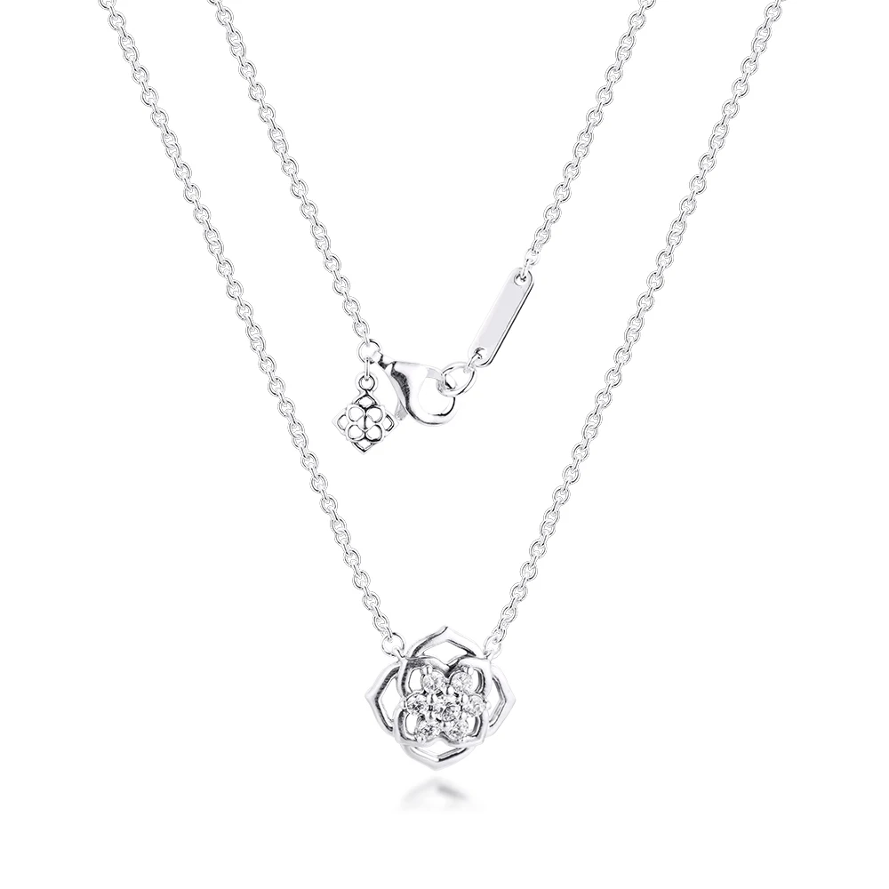 

CKK Rose Petals Collier Necklace Choker Women Kolye Collares Colar Mujer 925 Sterling Silver Jewelry Collar