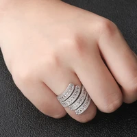 funmode full clear crystal aaa cubic zirconia prong women bridal rings white gold color adjustable ring wholesale fr11