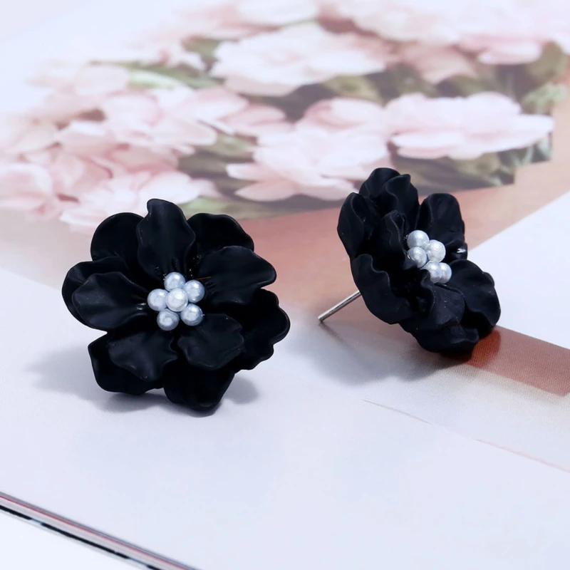 Ladies Stud Earrings Fashion Simple Korean Style Three-dimensional Camellia Women Wild Jewelry | Украшения и аксессуары