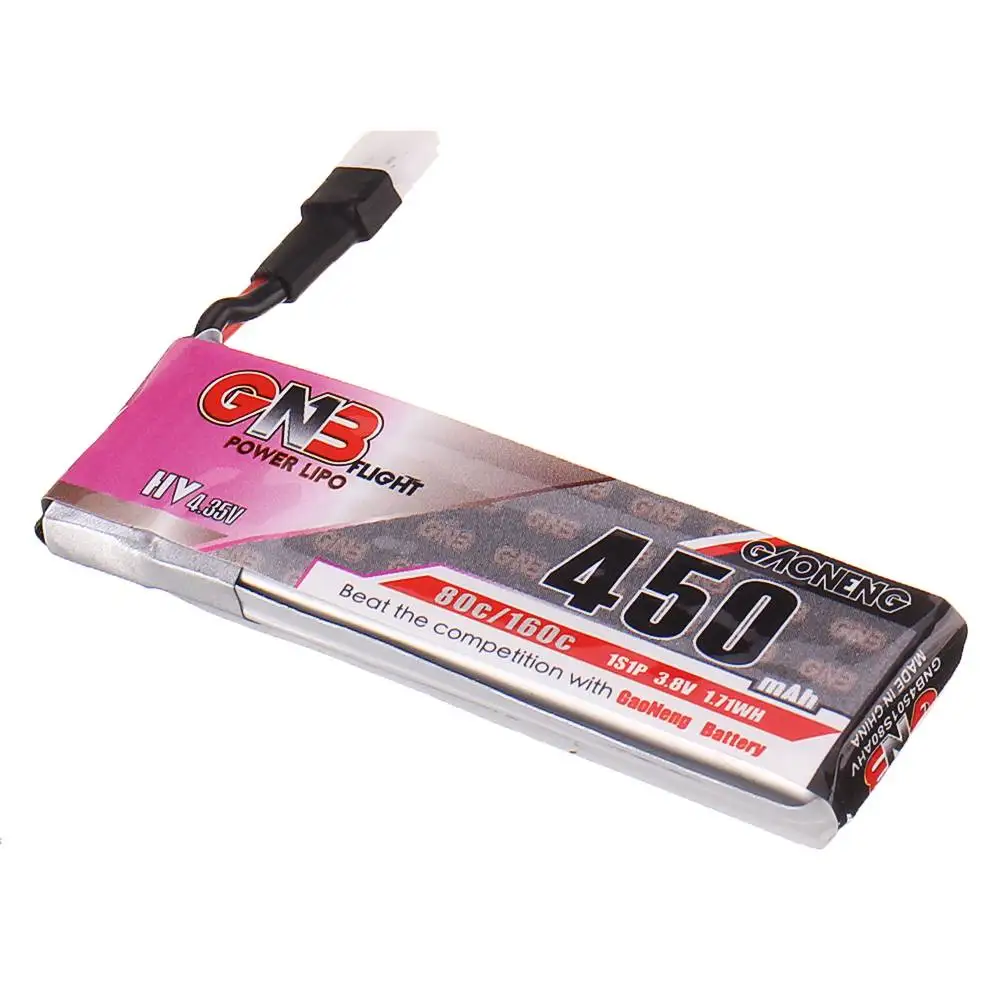 Аккумулятор GAONENG GNB 4 35 в 450 мАч 1S 80C HV PH2.0 белый штекер для модели E010 M80S Tiny7 RC - купить