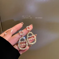 european and american fashion exaggeration high sense diamond inlaid zircon atmosphere simple design bag earrings female