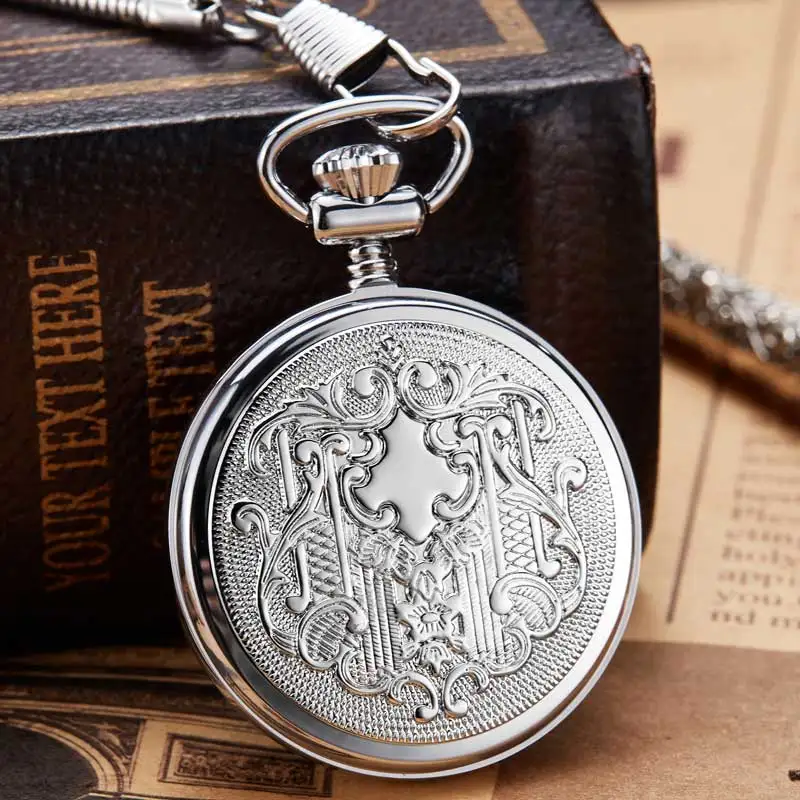 Luxury Unique Golden Luminous Mechanical Pocket Watch Men Women Fob Chain Exquisite Sculpture Copper Automatic Pocket Watch Gift