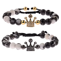 bead bracelet natural stone classic crown beaded couple distance bracelets for women men friend gift stretch jewelry pulsera