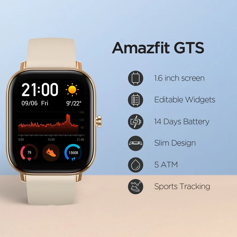 Глобальная версия Новые смарт часы Amazfit GTS 5 АТМ водонепроницаемые для плавания