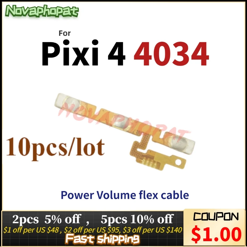 Novaphopat 10 шт./лот для Alcatel Pixi 4 Vibe OT4034 4034 4034A 4034D кнопка включения/выключения громкости