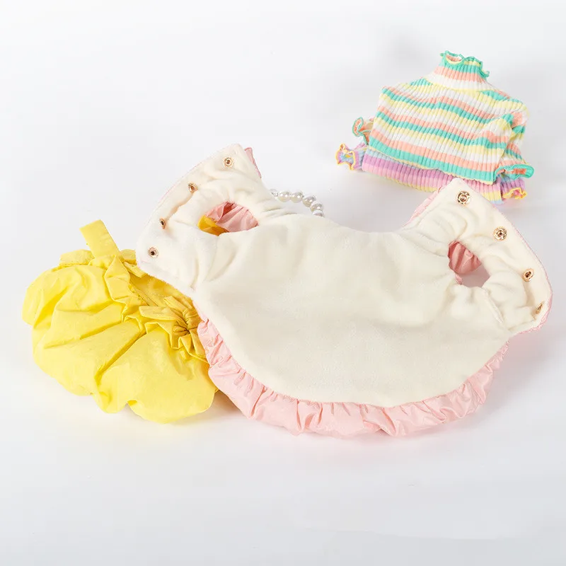 Зимнее платье для собак милая Одежда с бантом домашних питомцев теплое пальто