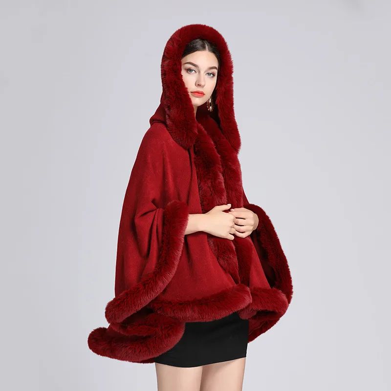 Женское пончо из искусственной шерсти теплое длинное бархатное уличное пальто с