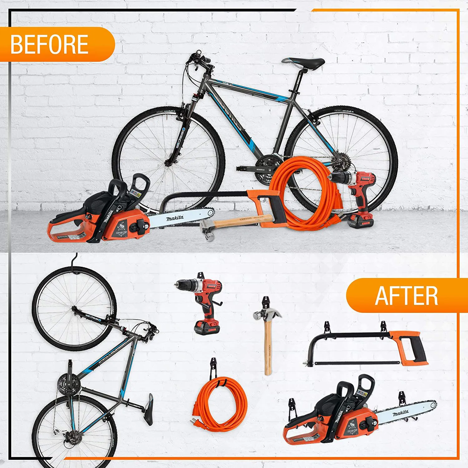 Heavy Duty Metal Hook Garage Organizer Wall Mount Bicycle Hanger Hooks Anti-slip Storage For Garden Tool | Дом и сад