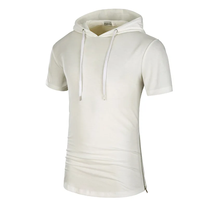 

Summer wholesale men's short sleeved T-shirt hot sale medium and long European and American street style hooded camouflage T-shi