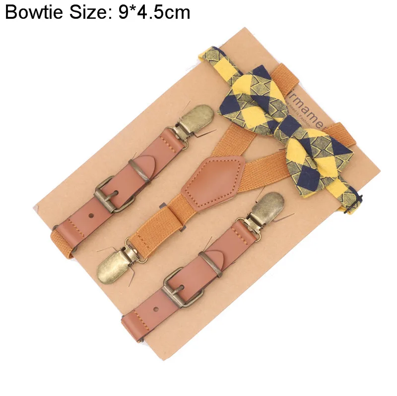 Детские кожаные подтяжки милый комплект с галстуком бабочкой из мультфильма для