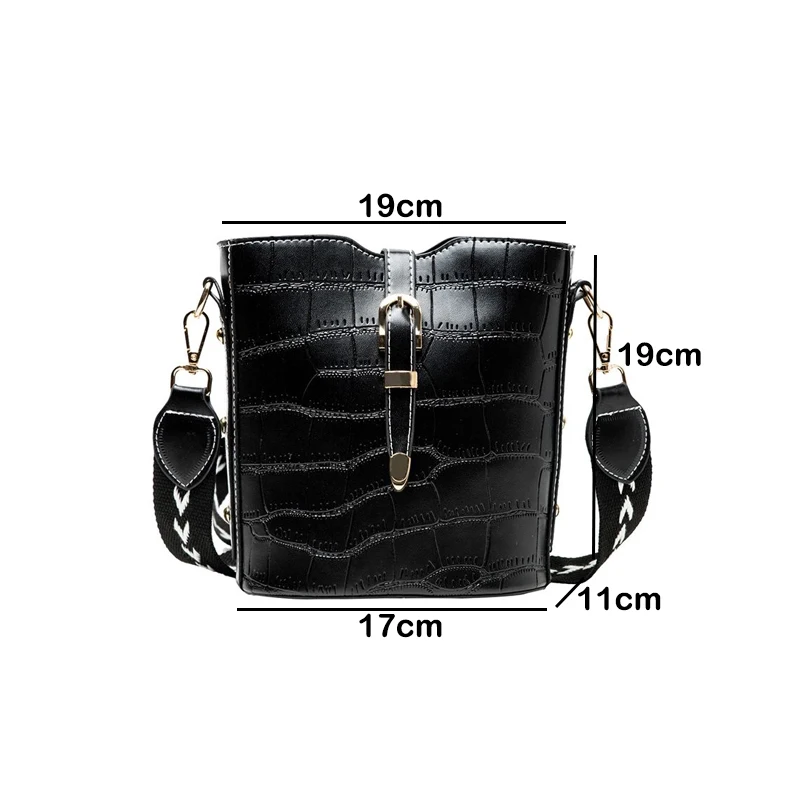 

Women PU Leather Bucket Bag Fashion Trend Large Capacity Travel Messenger Bag Stone Pattern Zipper Hasp Shoulder Crossbody Bags