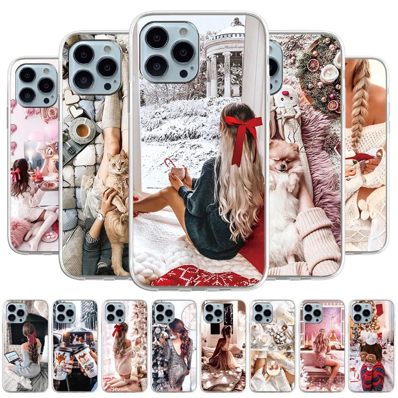 

Transparent Phone Case for TCL 10L 10 L 6.53 inch Couqe TCL 10 Pro 10Pro 6.47 inch Silicone Christmas Girl Painted Back Cover