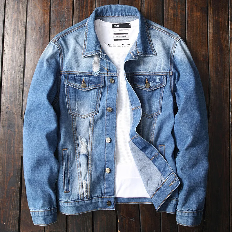 

New Spring Autumn Men jeans Jacket Thick Mens top Coat fashion Denim Jacket Wild Youthful Outwear brand clothes