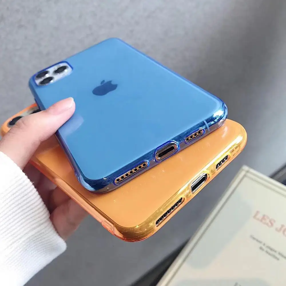 

LOVECOM Fluorescent Solid Color Phone Case For iPhone 12 Mini 12 11 Pro Max XR X XS Max 7 8 Plus Neon Case Soft Clear Back Cover