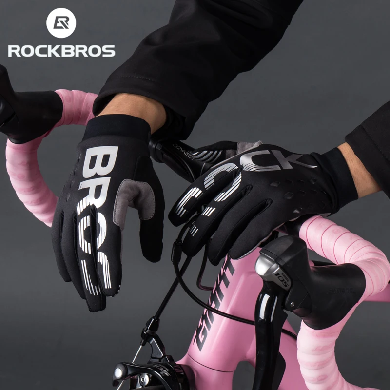 

ROCKBROS Cycling Gloves Shockproof Wear Resistant SBR Men Women Full Finger Windproof Gloves Breathable Lengthen Warm MTB Glove