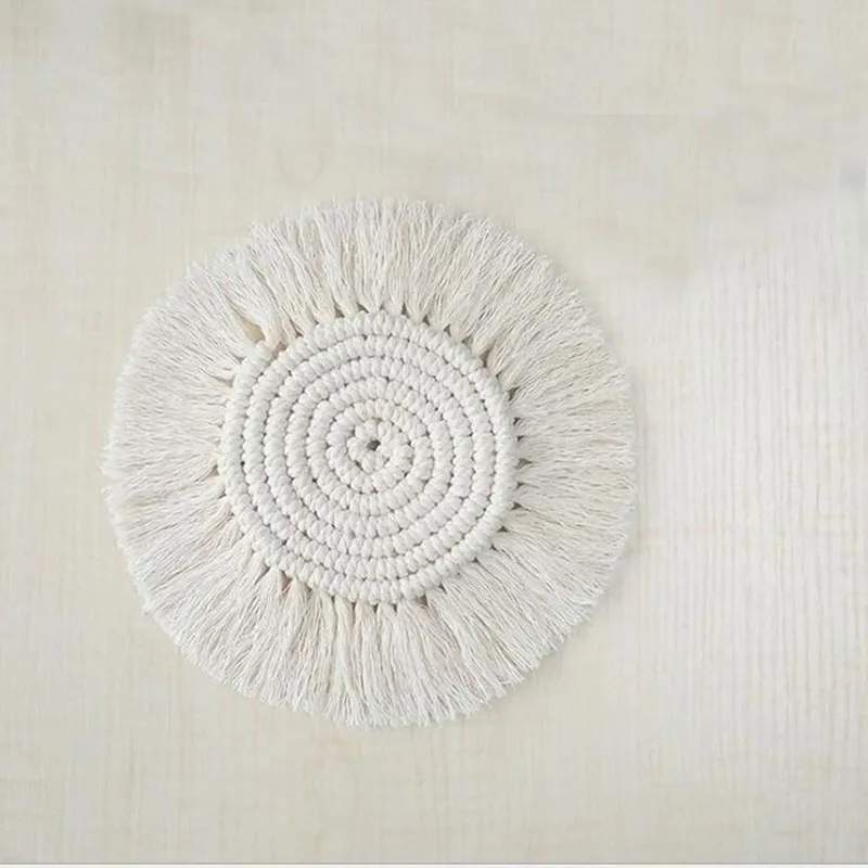 Креативные Нескользящие Коврики для чашки из хлопка в богемном стиле плетеные