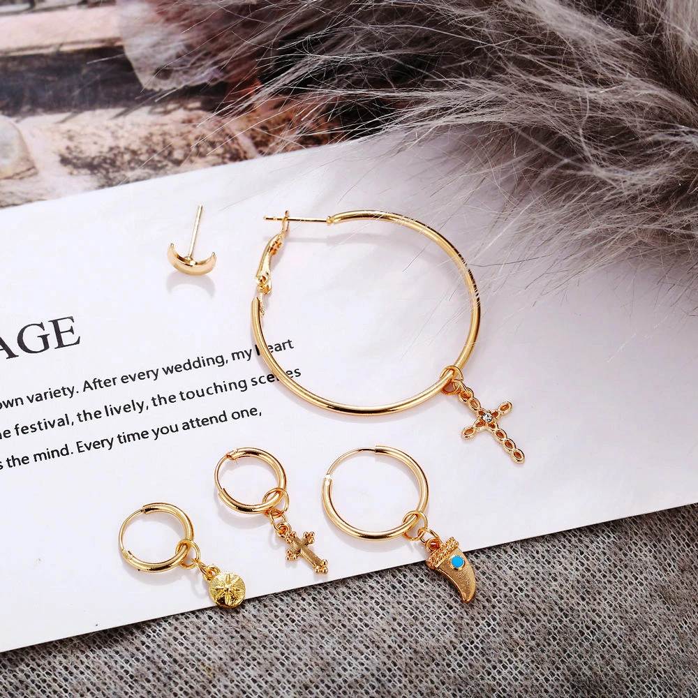 Винтажные смешанные геометрические серьги-капли в стиле бохо для женщин 2020 Луна