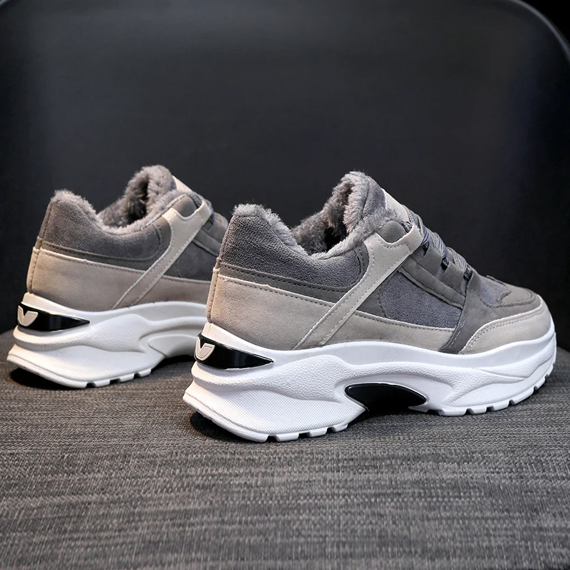 

Fashion Sneakers Casual Shoes Thick Soles Increase Lace-up Single Shoes Winter New Plus Velvet Warm Women's Shoes Ladies U13-94