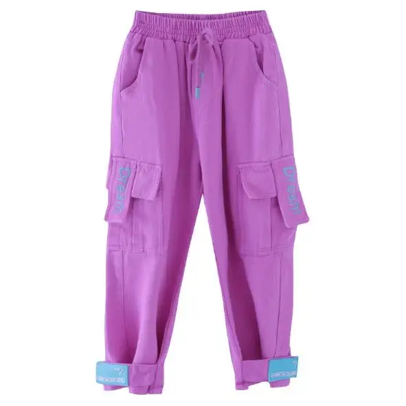 

Cultiseed Girls Autumn New Big Pockets Cargo Pants Big Children Girls High Waist Loose Casual Long Pant Trousers Kids Harem Pant