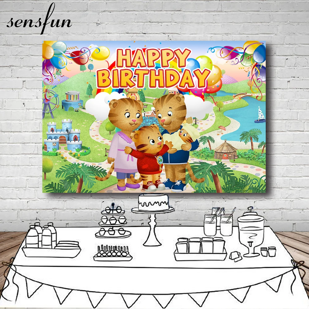 Фоны для фотосъемки Даниэль Тигр тема детский день рождения Вечеринка фоны