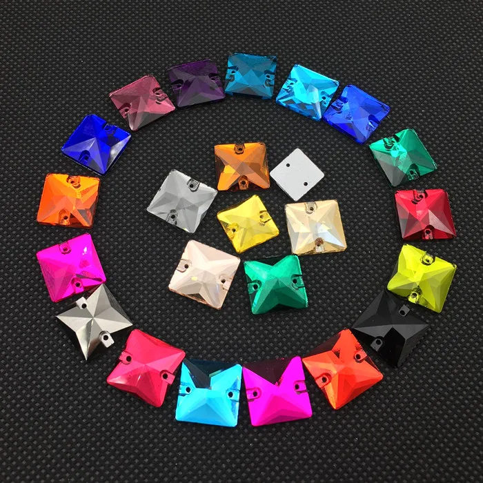 aliexpress.com - 3240 Square 8 10 12 14 16 22 mm Crystal Sewing Flat Back Glass Stones Loose Strass Sew On Rhinestones For Needlework